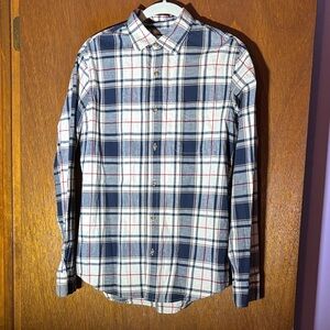 Old Navy Men's Navy and White Plaid Shirt
